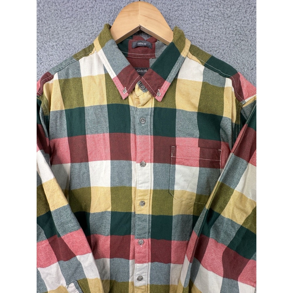 Eddie Bauer Flannel Shirt Mens XL Classic Fit Multicolor Check Cotton Woodsman